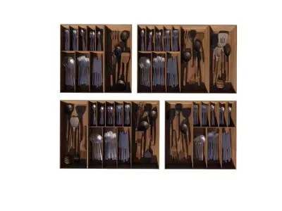 3D Model Organized Cutlery Drawer Low-poly 3D model