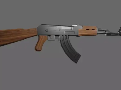 AK-47 Rifle Dark wood - Machinegun - Fuzil - Metralhadora Low-poly 3D model