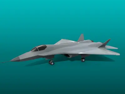  Sukhoi pak-fa t-50 military aircraft Low-poly 3D model