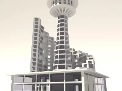  Multi purpose building Low-poly 3D model