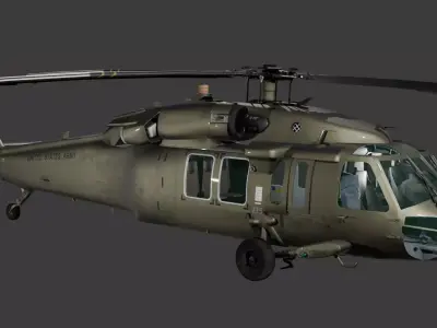 UH60-V Black Hawk FULL INTERIOR Low-poly 3D model