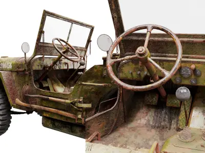 Willys jeep grungy 3d model 3D model