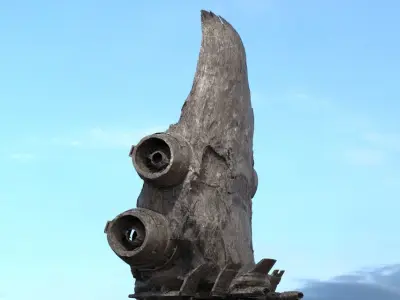 Alien asteroid gear tower 3D model