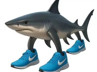 Shark Running Shoes 3D Funny Animal Character Sneakers Low-poly 3D model