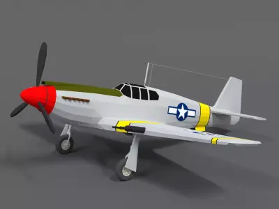 Low Poly Cartoon North American P-51 Mustang Low-poly 3D model