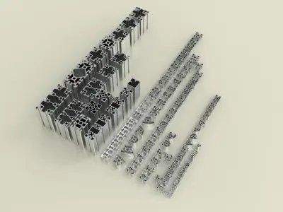 Summary of aluminum profile section models 3D model