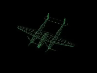 Lockheed P-38 Lightening Low-poly 3D model