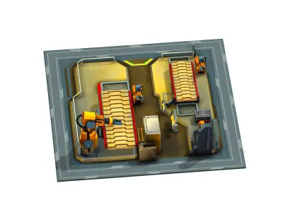 isometrical Mechanical Robot Assembly Conveyor 2 Low-poly 3D model