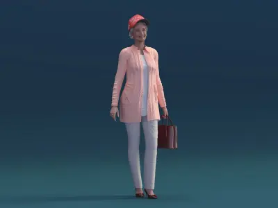 Chinese Grandma Everyday Style in Trump Hat 3D model