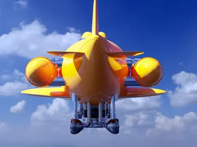 Fantastic retro futuristic airship airplane 3D model