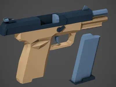 Stylized FiveSeven Pistol Low Poly Mobile Ready Low-poly 3D model