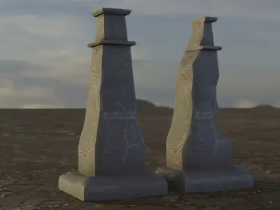 Hand Sculpted cemetery gravestones part 2 Low-poly 3D model