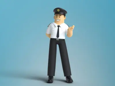 Minimal Pilot Cartoon Character 3D model