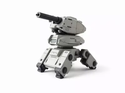 Futuristic Turret Model Pack with Rotating Cannons Low-poly 3D model