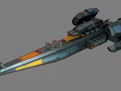 Sci-Fi Cruiser Aurora - Game Ready - PBR Low-poly 3D model