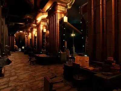 Enchanted Library Low-poly 3D model