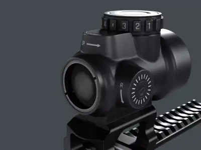 Trijicon MRO Compatible Reflex Sight with Picatinny Rail Mount Free low-poly 3D model