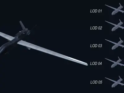 Asset - Army - RQ 4 Global Hawk - 3D MODEL Low-poly Low-poly 3D model