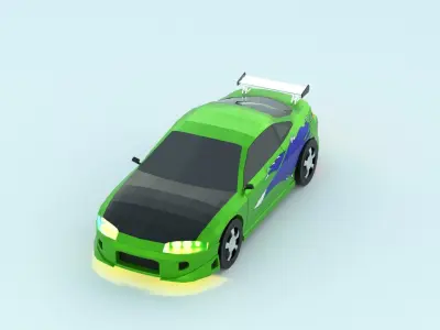 MITSUBISHI ECLIPSE low poly game ready 3d model Low-poly Free low-poly 3D model