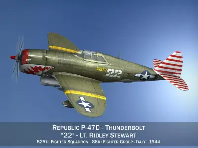 Republic P-47D Thunderbolt - 22 3D model