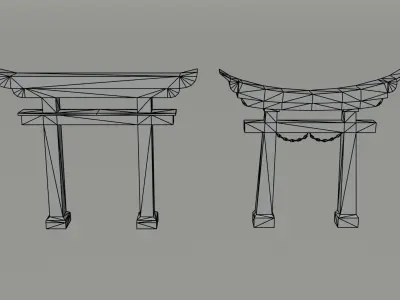 Cartoon Torii Gate Polygonal Style Low-poly 3D model