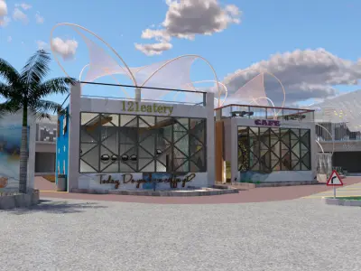 Commercial Open Plaza and Retail Park A28 DWG SketchUp 3D model