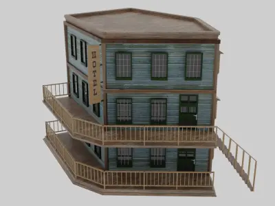 Wild West - Hotel Low-poly 3D model