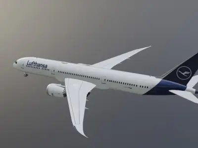 Lufthansa Boeing 787-9 Dreamliner low poly 3D model Low-poly 3D model