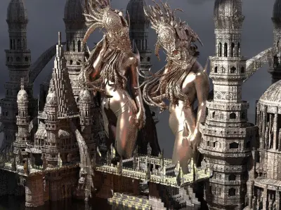 Jinn Temple Dark Temple walkways city 3D model