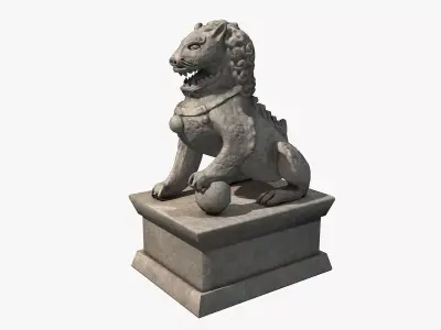 Chinese stone lion Low-poly 3D model