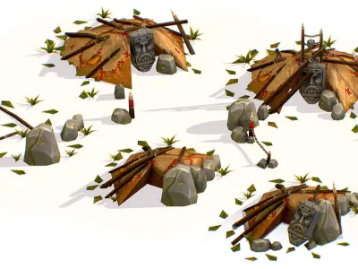 3d Assets buildings structures prehistoric symbols totems 3D Model Collection