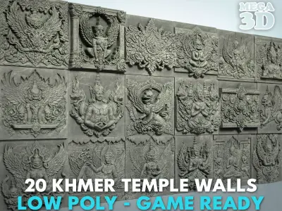 Low poly Khmer Walls - 240427 Low-poly 3D model