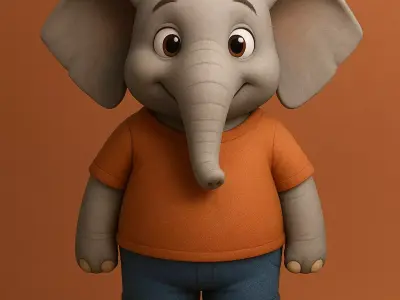 Elephant Buddy Low-poly 3D model