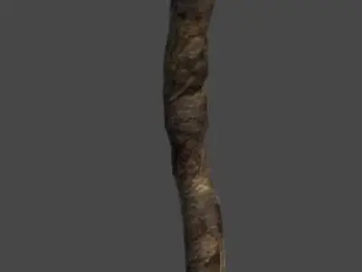 wand3 wooden wand with stone Low-poly 3D model