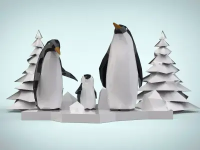 Penguin Family 3D model
