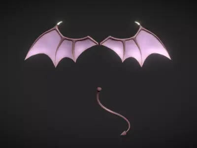 Demon Wings and Tail Low-Poly Low-poly 3D model