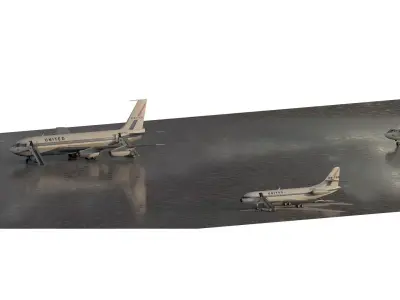 DC-8-62H Boeing 720 Boeing 727 and Caravelle VI-R 3D model