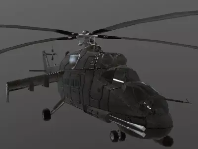 Mi-35 russian military helicopter - russian military helicopter Low-poly 3D model
