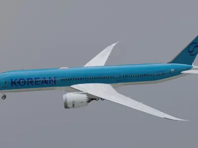 Korean air Boeing 787-9 dreamliner new livery  Low-poly 3D model