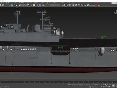 Amphibious Assault Ship and Aircrafts Low-poly 3D model