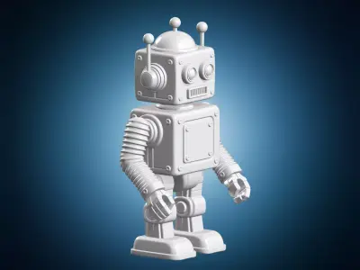 Retro Robot Boxy Vintage 3D Print Model 3D print model