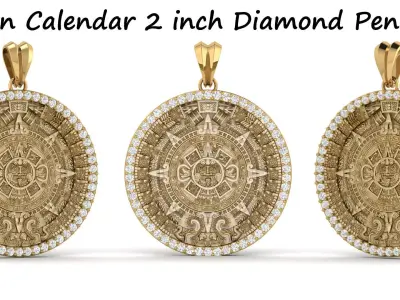 Mayan Calendar Diamond 2 inch Pendant 3D print model