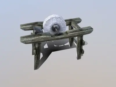Medieval Grindstone Prop Low-poly 3D model