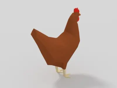 Low Poly Cartoon Chicken Low-poly 3D model