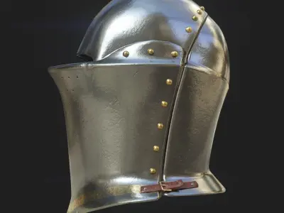 Medieval jousting helmet Low-poly 3D model