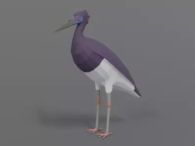 Low Poly Cartoon Abdim Stork Low-poly 3D model