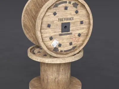 Wooden cable reel Low-poly 3D model