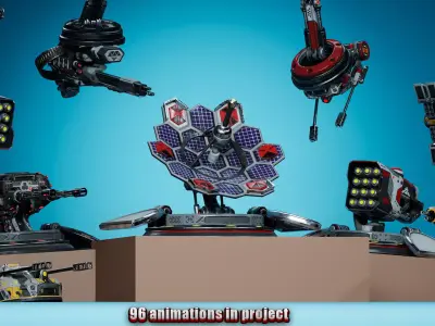 Sci-Fi Turrets pack Low-poly 3D model