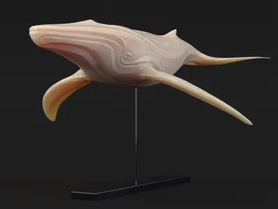 Statuette Whale on stand Low-poly 3D model