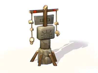 Handpaint Cartoon Stone Memorial Totem Symbol Low-poly 3D model